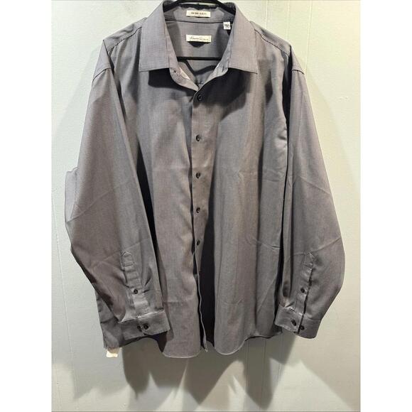 Mens Kenneth Cole Shirt Button Down Long Sleeve Slim Fit Size 18 (34/35) Gray - Picture 1 of 3